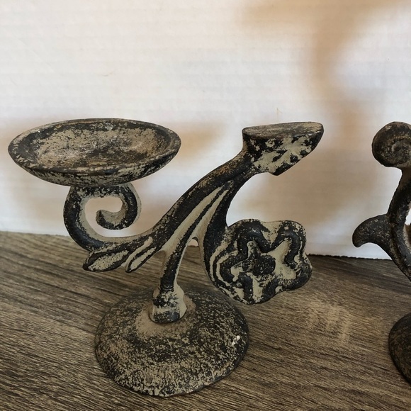 Pair of Vintage Metal Candle  Holders - Picture 4 of 10